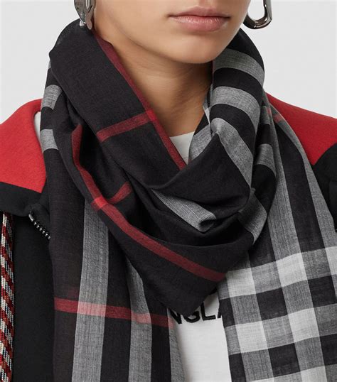 burberry nova check silk scarf|Check Wool Silk Scarf in Navy .